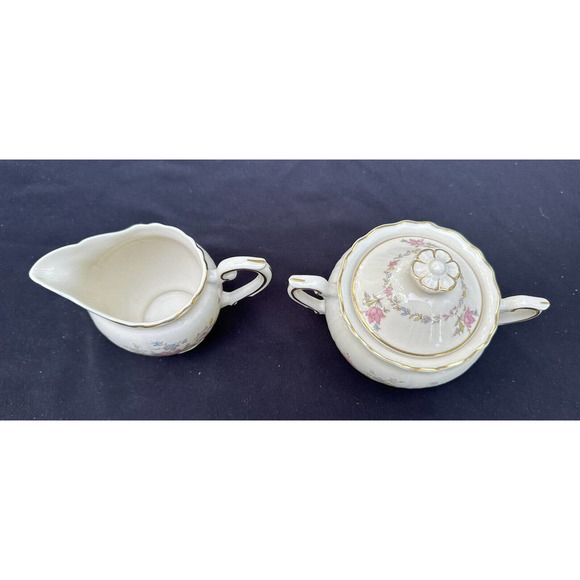 Stunning Federal Shape Syracuse Briarcliff Creamer & Sugar Bowl with Lid -6E - Picture 3 of 12